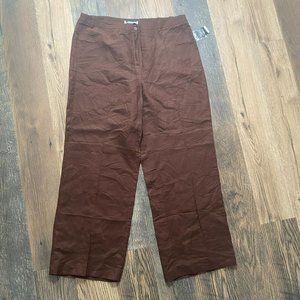 Leslie Fay Jungle Safari Brown Linen Blend Pants Size 18 NWT